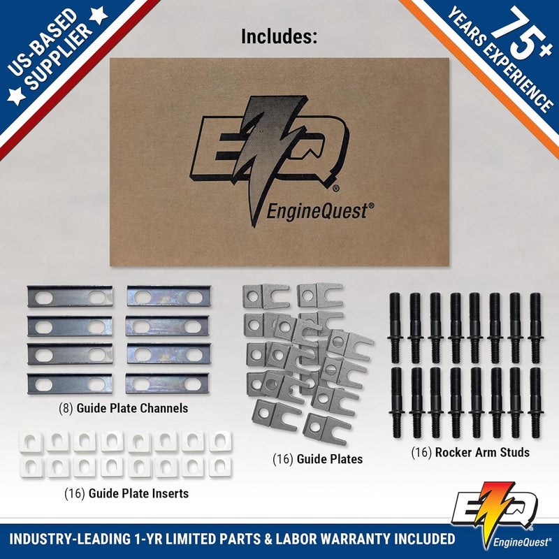 EngineQuest Store Rocker Arm Guide Plate Conversion Kit | 3/8" Studs for V8 Engines | Set of 16 | Adjustable Configuration - Image 2